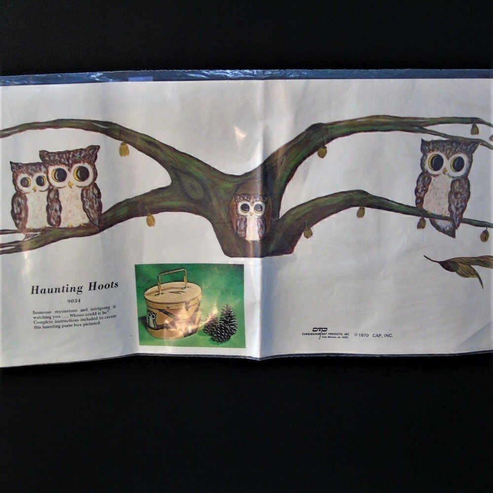 Haunting Hoots Owl Decoupage Vintage 1971